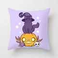 Hellila Halloween Kissenbezug mit süßer Zaubererkatze auf einer Kürbis-Laterne - Zauberkatze und Kürbis(DRD84-3)