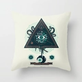 Witte Halloween kussensloop met mystieke oogafbeelding en duistere surrealistische kunst - Alziend Oog Stijl (DRD44-2)