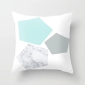 Fodera per cuscino moderna con motivo geometrico marmorizzato verde menta e grigio - Marmo Pentagono Geometrico Verde Menta (DRD104-3) / 45x45 cm