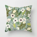 Housse de coussin carrée vert sauge avec motifs floraux de fleurs blanches et feuilles - 45x45 cm / Vert Sauge Botanique Frais (DRD103-1)
