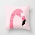 Pink decorative polyester pillow with artistic watercolor flamingo print design - 18x18 Inch / Light Pink Watercolor Art (DRD56-4)
