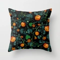 Housse de coussin d'Halloween avec imprimé citrouilles et lianes décoratives - Style Vignes de Citrouille (DRD84-5) / 45x45 cm