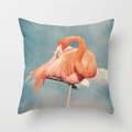 Square polyester decorative throw pillow featuring pink flamingo and sky print - 18x18 Inch / Blue Sky White Clouds (DRD56-7)