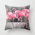 Polyester throw pillow with artistic watercolor pink flamingo pattern on grey background - 18x18 Inch / Dark Gray Watercolor (DRD56-11)