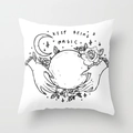Halloween decorative pillowcase with Magic hands and roses illustration on white polyester - White Magic Slogan Style (DRD44-11)