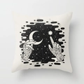 Halloween decorative pillow case with mystical moon and starry hand illustration - Nebula Hand Totem Style (DRD44-12)