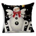 Close-up of linen pillowcase with snowman pattern and artistic HOPE text print - Snowman Style 9 (YMD70-9)