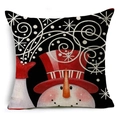 Detail view of linen Christmas pillowcase with a snowman pattern and invisible zipper - Snowman Style 7 (YMD70-7)