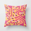 Square polyester pillow featuring a geometric pink flamingo pattern with purple accents - 18x18 Inch / Purple Yellow Geometric (DRD56-14)