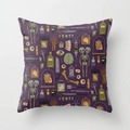 Halloween throw pillow cover featuring anatomical medical patterns on deep purple background - Medical Anatomy Gothic (DRD44-14)