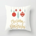 Fodera per cuscino natalizio bianca con decorazioni e scritta Merry Christmas - 45x45 cm / Ornamenti Palle di Natale (DRD87-3)