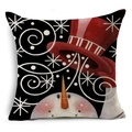 Close-up of linen pillowcase with snowman print and detailed fabric texture for Christmas - Snowman Style 6 (YMD70-6)