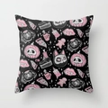 Halloween decorative pillow case with pink gothic skeleton and poison mug pattern - Pink Black Skull Fashion (DRD44-15)