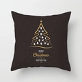 Nordic Christmas pillow cover in black with golden tree and holiday greetings - 18x18 Inch / Black and Gold Merry Christmas (DRD87-6)
