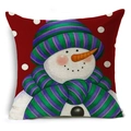 Weihnachts-Kissenbezug aus Leinen mit Schneemann-Motiv auf festlichem rotem Grund - 45x45cm / Schneemann Stil 2 (YMD70-2)