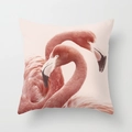 Polyester square cushion cover featuring an artistic pink flamingo print for home decor - 18x18 Inch / Pink Peach Art (DRD56-17)