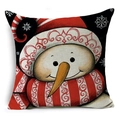 Detailansicht der Leinentextur auf dem Weihnachtskissenbezug mit Schneemann-Motiv - 45x45cm / Schneemann Stil 1 (YMD70-1)