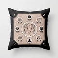 Black square Halloween pillowcase featuring mystical crystal ball and occult illustrations - Witchcraft Crystal Ball (DRD44-17)
