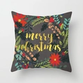 Nordic Christmas pillow case in dark grey with merry christmas text and floral wreath - 18x18 Inch / Christmas Festive Wreath (DRD87-7)