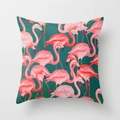 Polyester flamingo throw pillow with tropical teal leaf pattern for home decor - 18x18 Inch / Teal Tropical Style (DRD56-19)