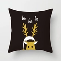 Christmas reindeer throw pillow cover in black peach skin fabric with ho ho ho print - 18x18 Inch / Christmas Reindeer on Black (DRD87-9)