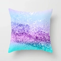 Detail of square pillowcase with purple and cyan gradient glitter sequin pattern texture - Purple Blue Teal Three-color Gradient Style (DRD109-17) / Standard Square