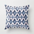 Fodera per cuscino bianco crema con motivo geometrico a rombi blu navy in stile nordico chic - Stile Rombo Blu Scuro Etnico (DRD90-2)
