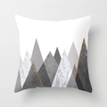 Modern Nordic square cushion cover with grey marble pattern and golden geometric lines - Modern Marble Peak Style (DRD90-5)