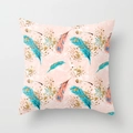 Pink peacock feather throw pillow case with blue eye patterns and golden accents - 18x18 Inch / Pink Peacock Feather Eye Style (DRD81-8)