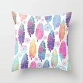 Bohemian dreamcatcher pillow cover with colorful peacock feathers on peach skin fabric - 18x18 Inch / Gradient Feather Dreamcatcher Style (DRD81-9)