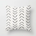 Nordic minimalist white square cushion cover with black hand-drawn chevron patterns - Nordic White Black Arrow Style (DRD90-7)