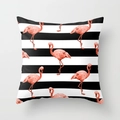 Polyester square pillow cover with black white stripes and pink flamingo pattern - 18x18 Inch / Black White Stripes (DRD56-28)
