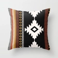 Nordic geometric pillow cover in rust red and black canvas with bohemian patterns - Boho Colorful Print Style (DRD90-9)