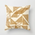 Nordic square pillow case with caramel geometric abstract lines on cream base - Retro Caramel Abstract Line Style (DRD90-10)