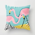 Creative square polyester cushion featuring an artistic pink flamingo pattern - 18x18 Inch / Tiffany Blue Fashion (DRD56-31)