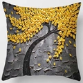 3D Ölgemälde Kissenbezug mit goldenem Baum-Design auf dunkelgrauem Stoffbezug - Standardgröße / Goldener Baum Stil (DRD82-1)