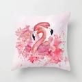 Square polyester decorative cushion featuring artistic watercolor flamingos and floral design - 18x18 Inch / Romantic Floral (DRD56-32)
