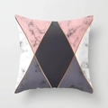 Modern Nordic pillow cover with pink marble geometric patterns and gold line details - Square (45*45cm) / Pink White Gray Gold Line Marble (DRD122-5)