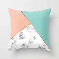 Detail of pink marble geometric throw pillow cover with golden stripe and peach skin texture - Square (45*45cm) / Pink Green Gold Line Marble (DRD122-14)