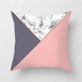 Close-up of geometric pink marble pillow cover with golden lines and grey texture - Square (45*45cm) / White Gray Pink Geometric Division (DRD122-6)