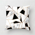Close-up of pink marble pattern geometry on soft peach skin pillowcase with gold lines - Square (45*45cm) / Black White Gold Line Marble (DRD122-10)
