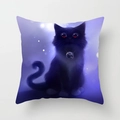 Detail of artistic black cat print on soft peach skin fabric square pillowcase - Yin Yang Tai Chi Black Cat (DRD121-6) / Standard Square