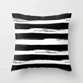 Detailed view of square pillowcase with artistic black and white hand-painted stripes - Black And White Artistic Hand-painted Stripes (DRS-10) / 18x18 Inch