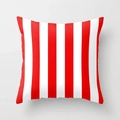 Detailed close-up of high-quality red and white striped square decorative pillow cover - Red And White Vertical Stripes (DRS-8) / 18x18 Inch