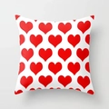 Detailed view of square pillowcase with red heart pattern and fine fabric texture - 18x18 Inch