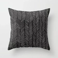 Detail of modern black and white geometric herringbone pattern on polyester pillow cover - Black And White Artistic Fishbone Pattern (DRS-6) / 18x18 Inch