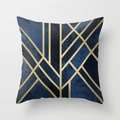 Art Deco dunkelblaue Marmor-Kissenhülle mit geometrischen Goldlinien für Sofas - 45x45 cm / Dunkelblau Marmor-Goldlinie (DRD15-3)