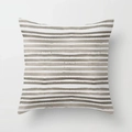 Macro view showing the watercolor striped texture on polyester peach skin pillowcase - Taupe Watercolor Stripes On White (DRS-13) / 18x18 Inch
