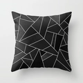 Modern geometric square pillow case with white lines on black background for home decor - 18x18 Inch / Black-White Line Geometric (DRD15-5)
