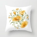 Square peach skin pillowcase featuring watercolor yellow poppy floral print on white background - Yellow Floral Watercolor (DRD93-2) / 45x45cm